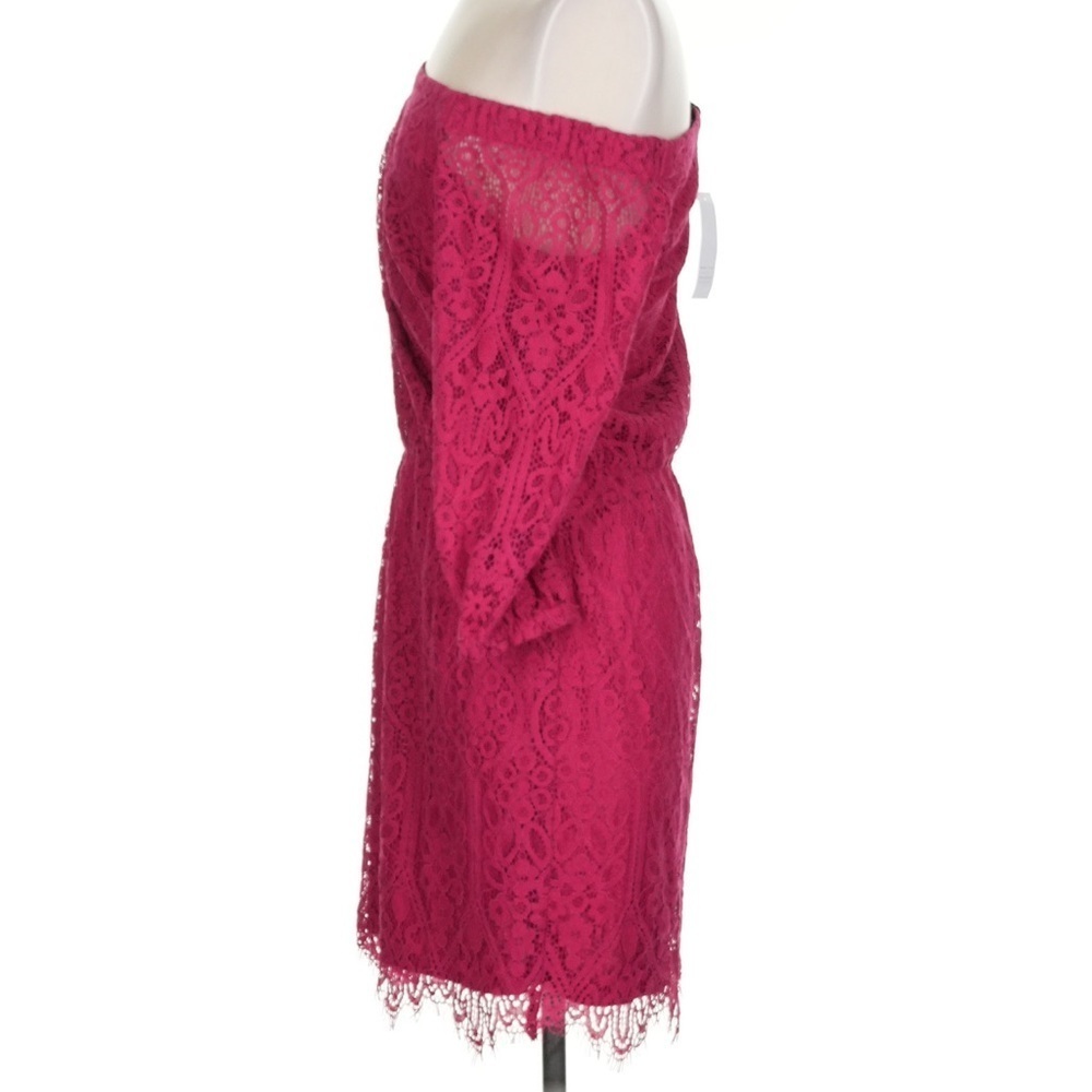 White House Black Market Off The Shoulder Red Lace Dress New - Picture 5 of 6